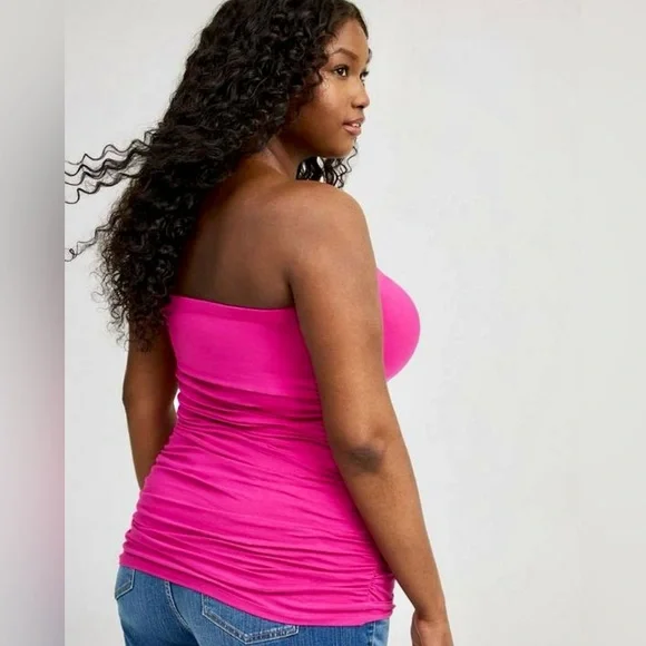 torrid Hot Pink Strapless Ruched Tube Top - Picture 2 of 7